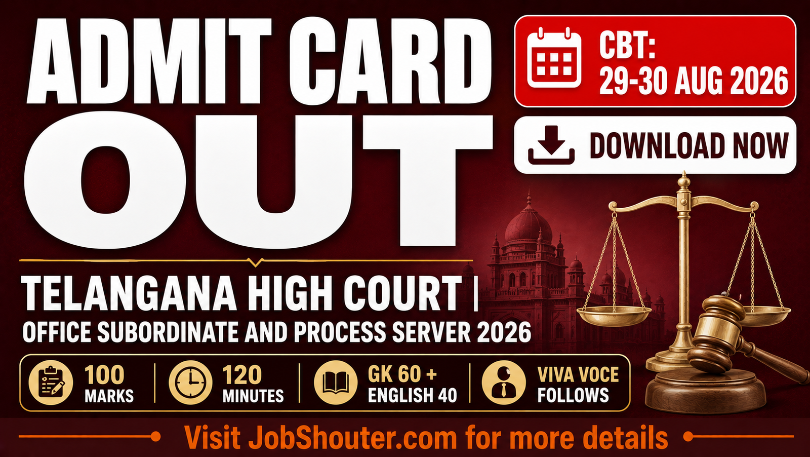 Telangana High Court Admit Card 2026 Out