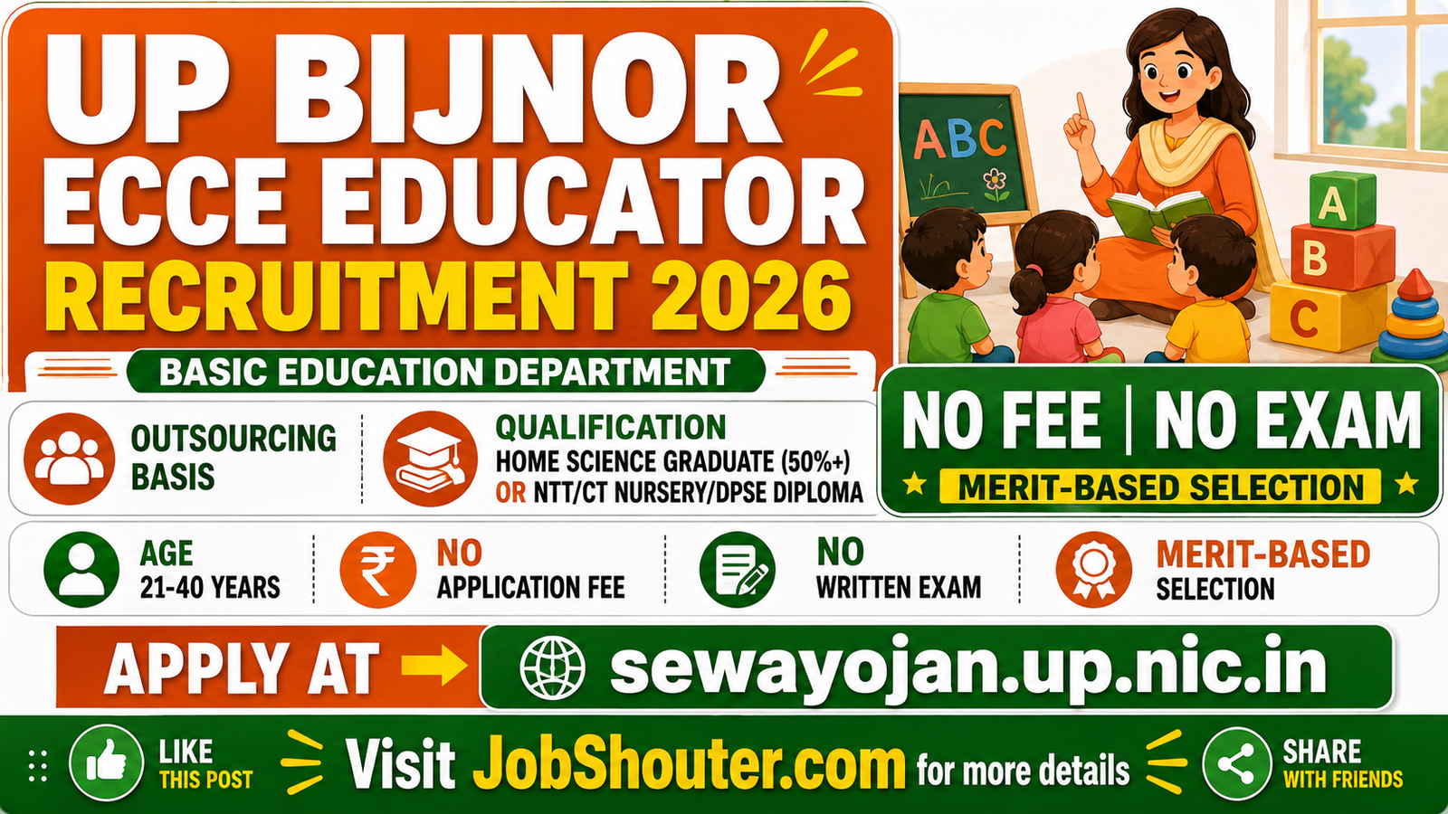 UP Bijnor ECCE Educator Recruitment 2026