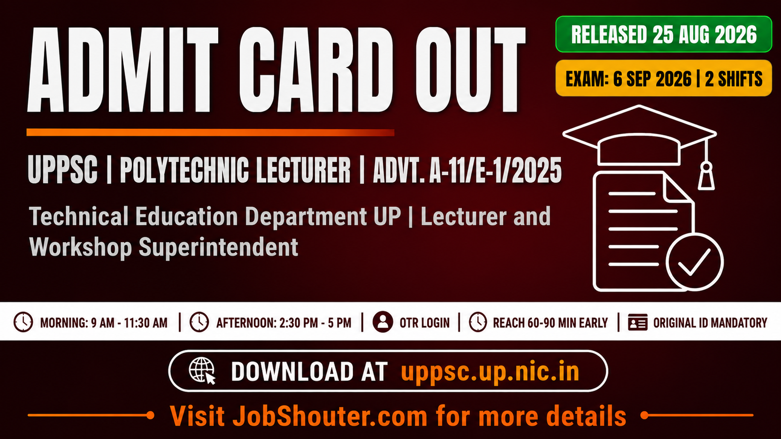 UPPSC POLYTECHNIC LECTURER ADMIT CARD 2026 OUT