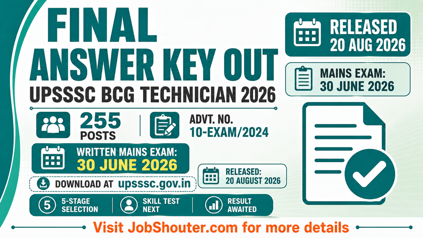 UPSSSC BCG Technician Final Answer Key 2026