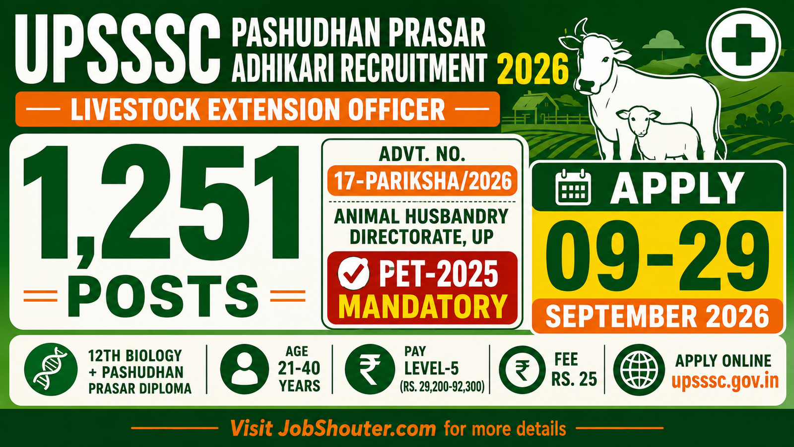 UPSSSC Pashudhan Prasar Adhikari Recruitment 2026