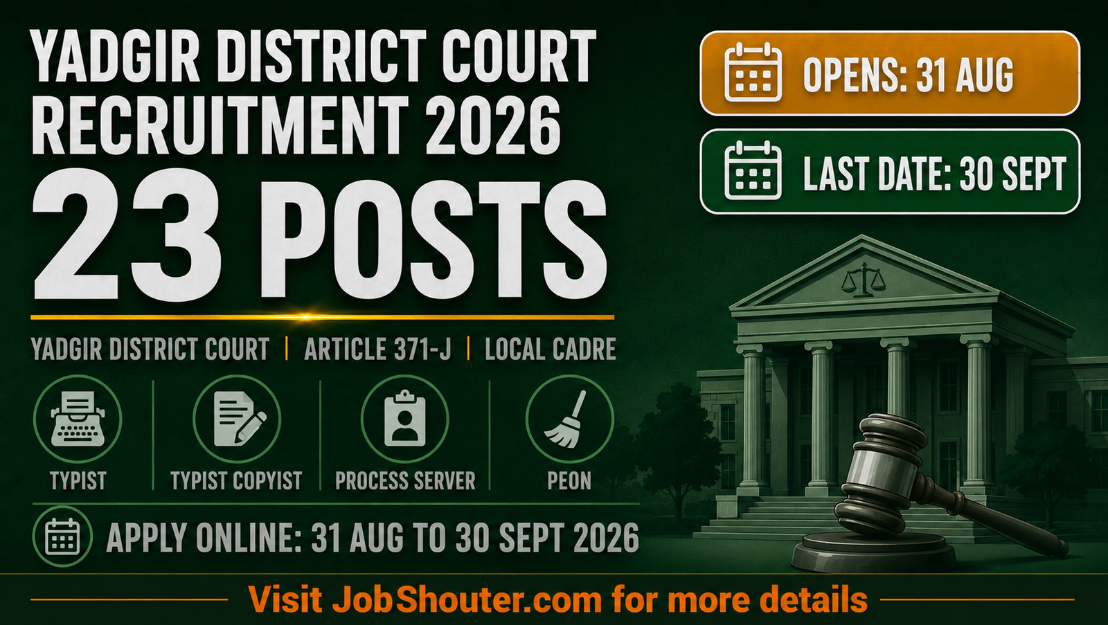 Yadgir District Court Recruitment 2026 - 23 Posts