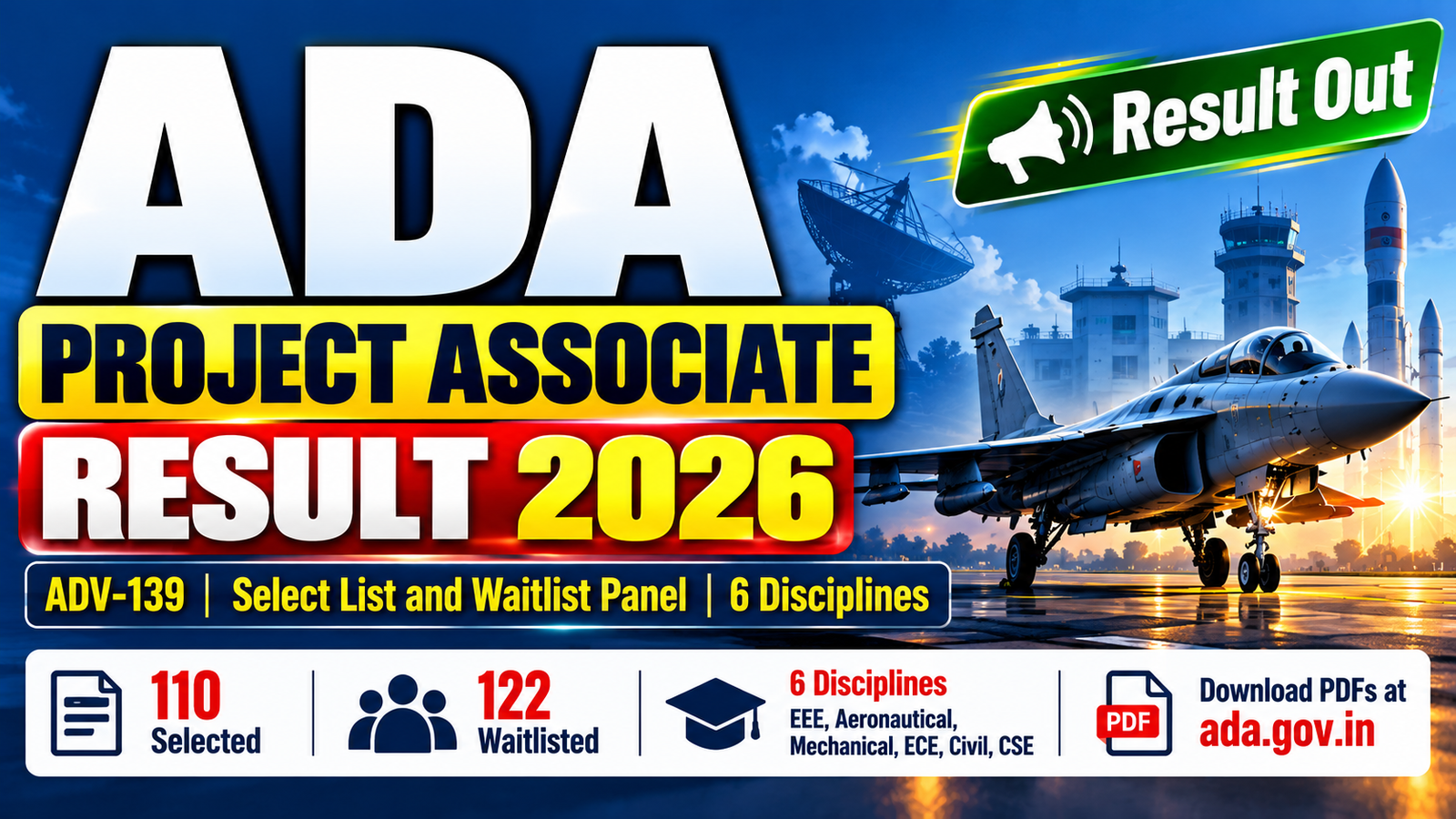 ADA Project Associate Result 2026 - ADV-139 Select List and Waitlist Out