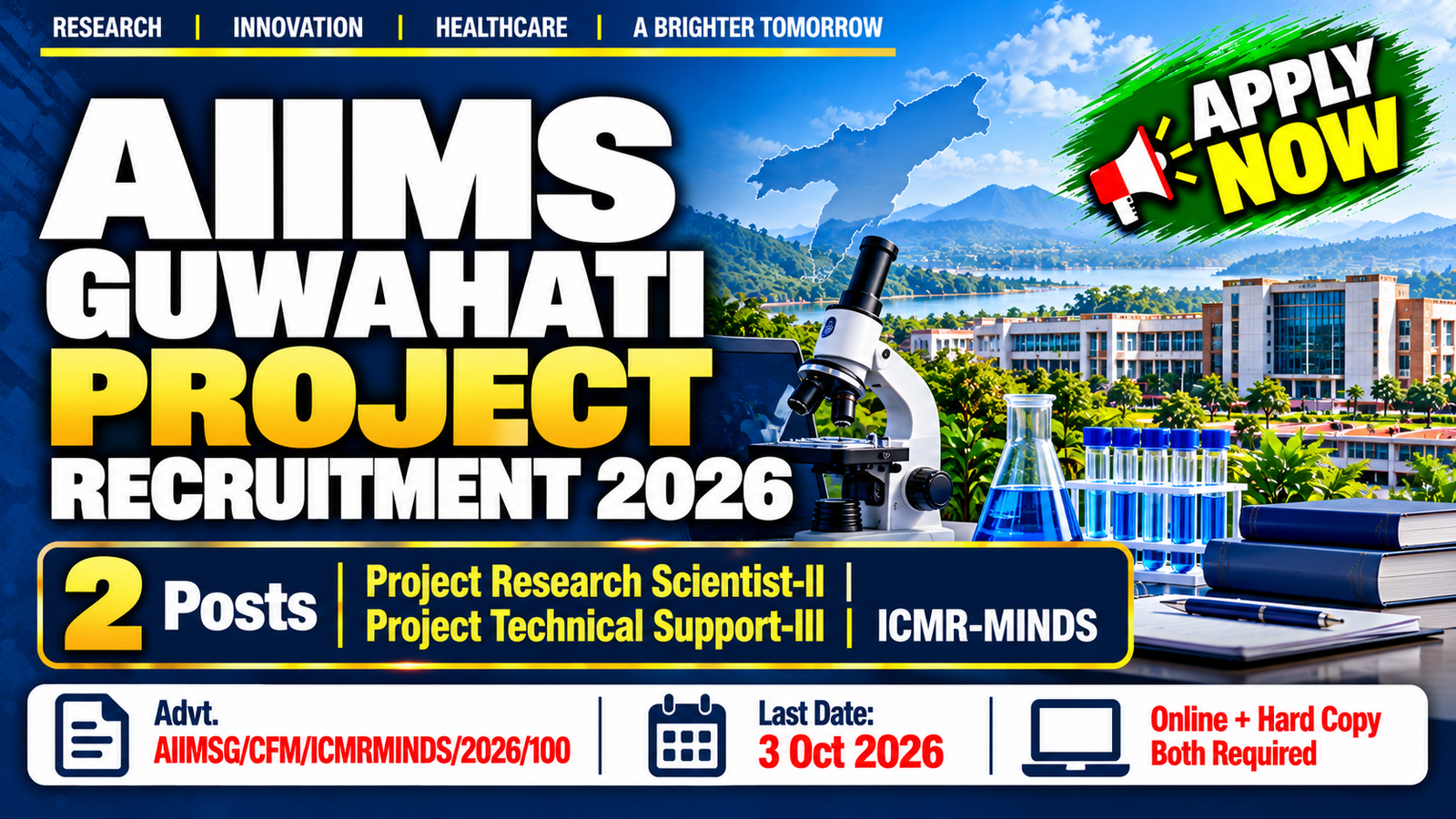 AIIMS Guwahati Project Recruitment 2026 - Apply for 2 Posts by 3 Oct