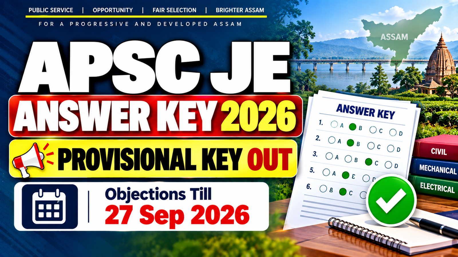 APSC JE Answer Key 2026 - Download Provisional Key PDF
