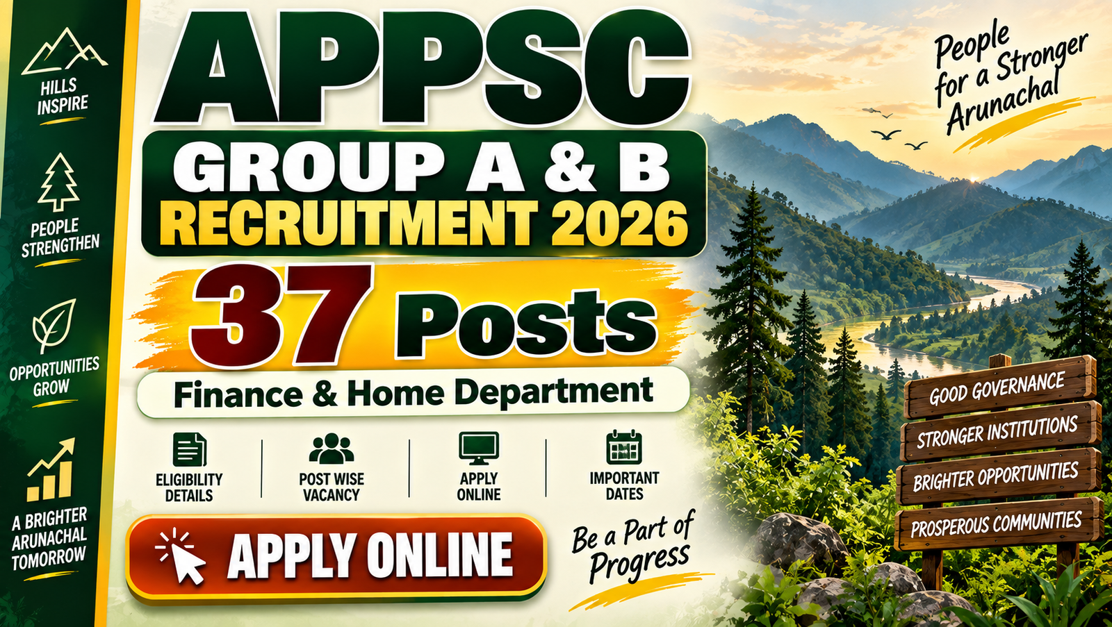 Arunachal Pradesh PSC Recruitment 2026 - Apply Online for 37 Group A & B Posts