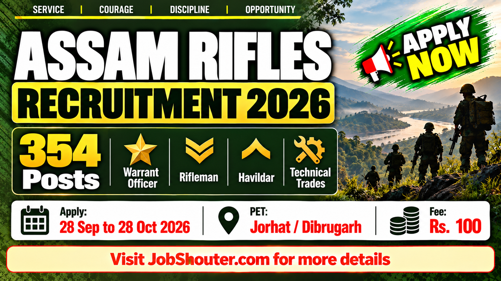 Assam Rifles Recruitment 2026 - Apply for 354 Technical Posts by 28 Oct