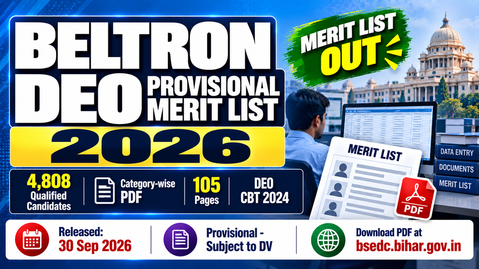 BELTRON DEO Provisional Merit List 2026 - 4808 Candidates PDF Out