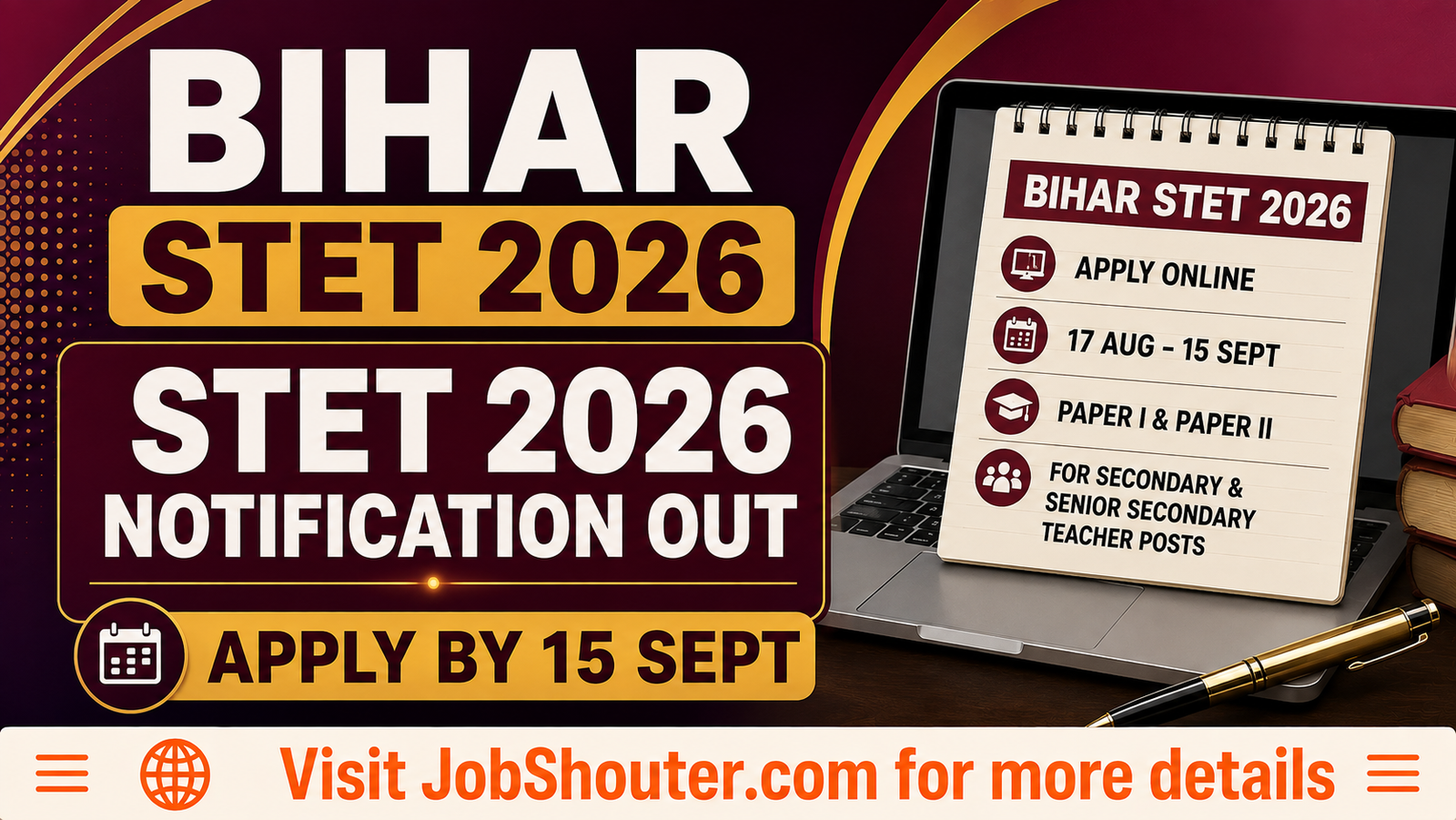Bihar STET 2026 Notification Out - Apply Online Now