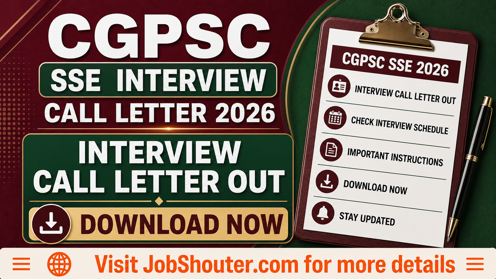 CGPSC SSE Interview Call Letter 2026 Out - Download Now