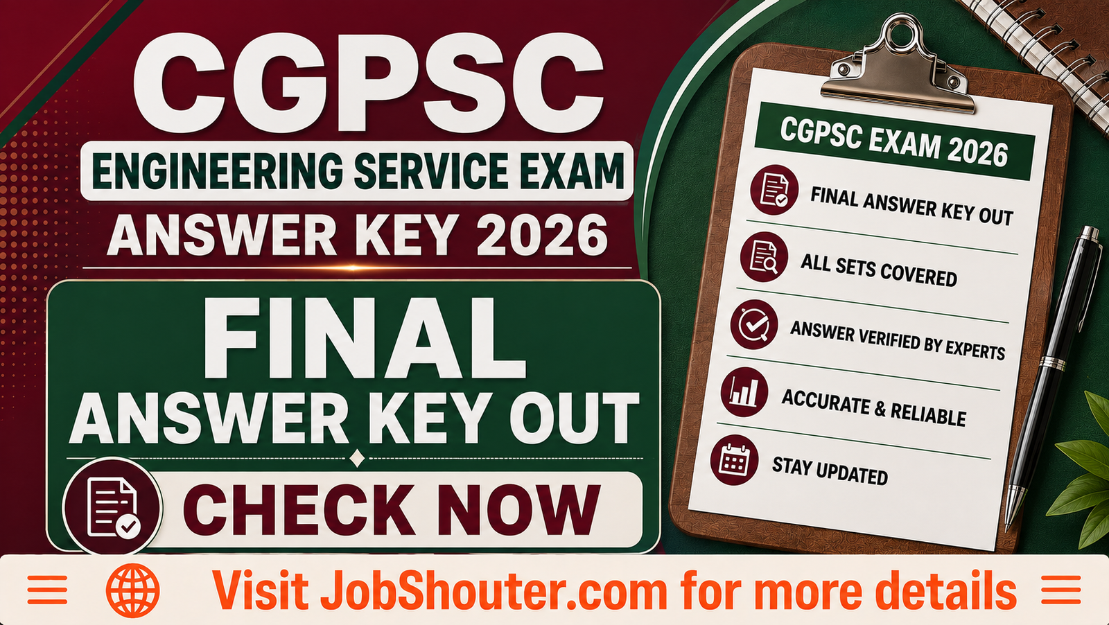 CGPSC State Engineering Service Exam Final Answer Key 2026 Out