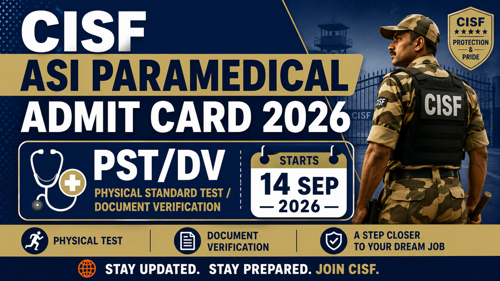 CISF ASI Paramedical PSTDV Admit Card 2026 Out