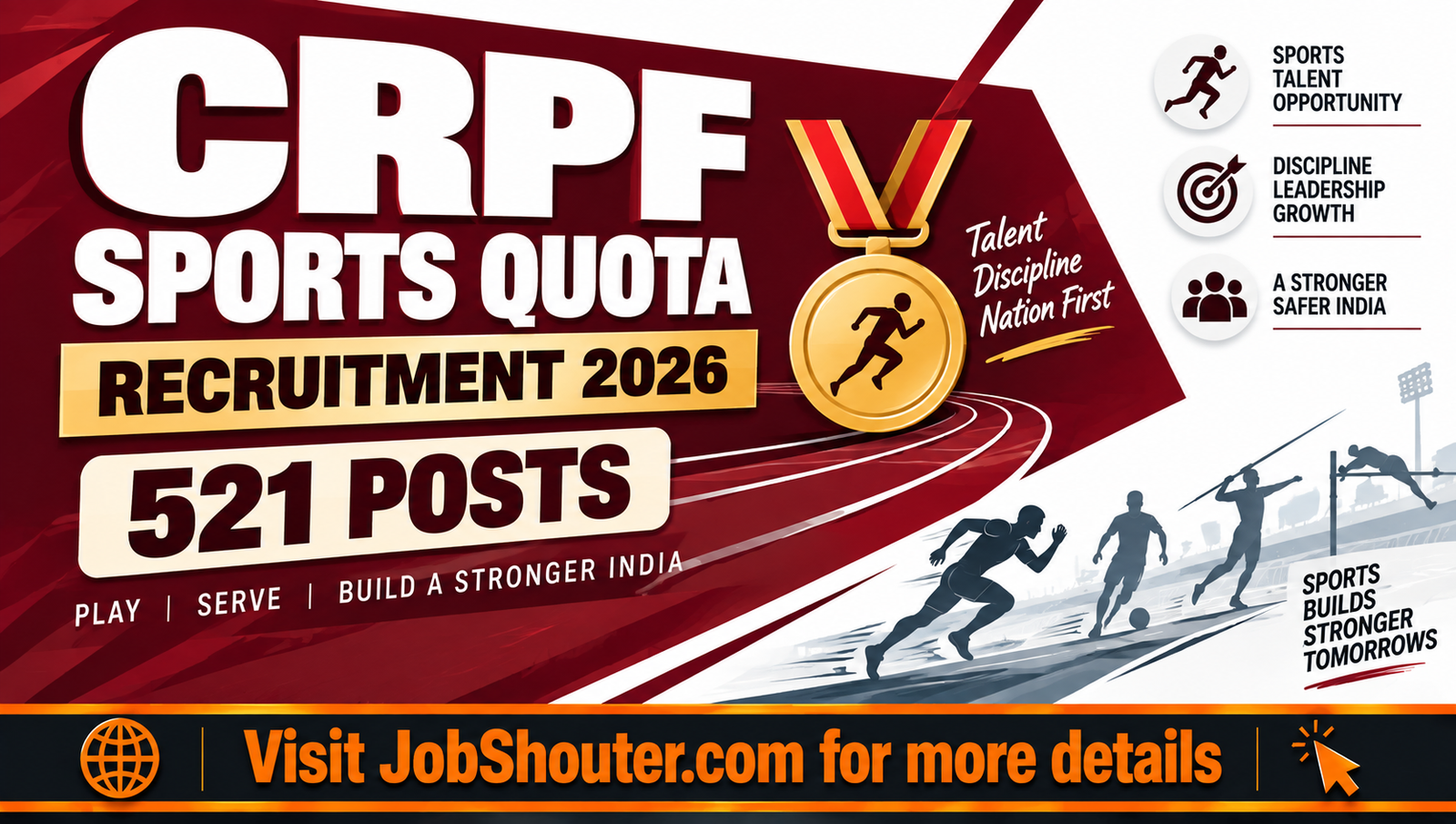 CRPF Sports Quota Recruitment 2026 - Apply for 521 Posts
