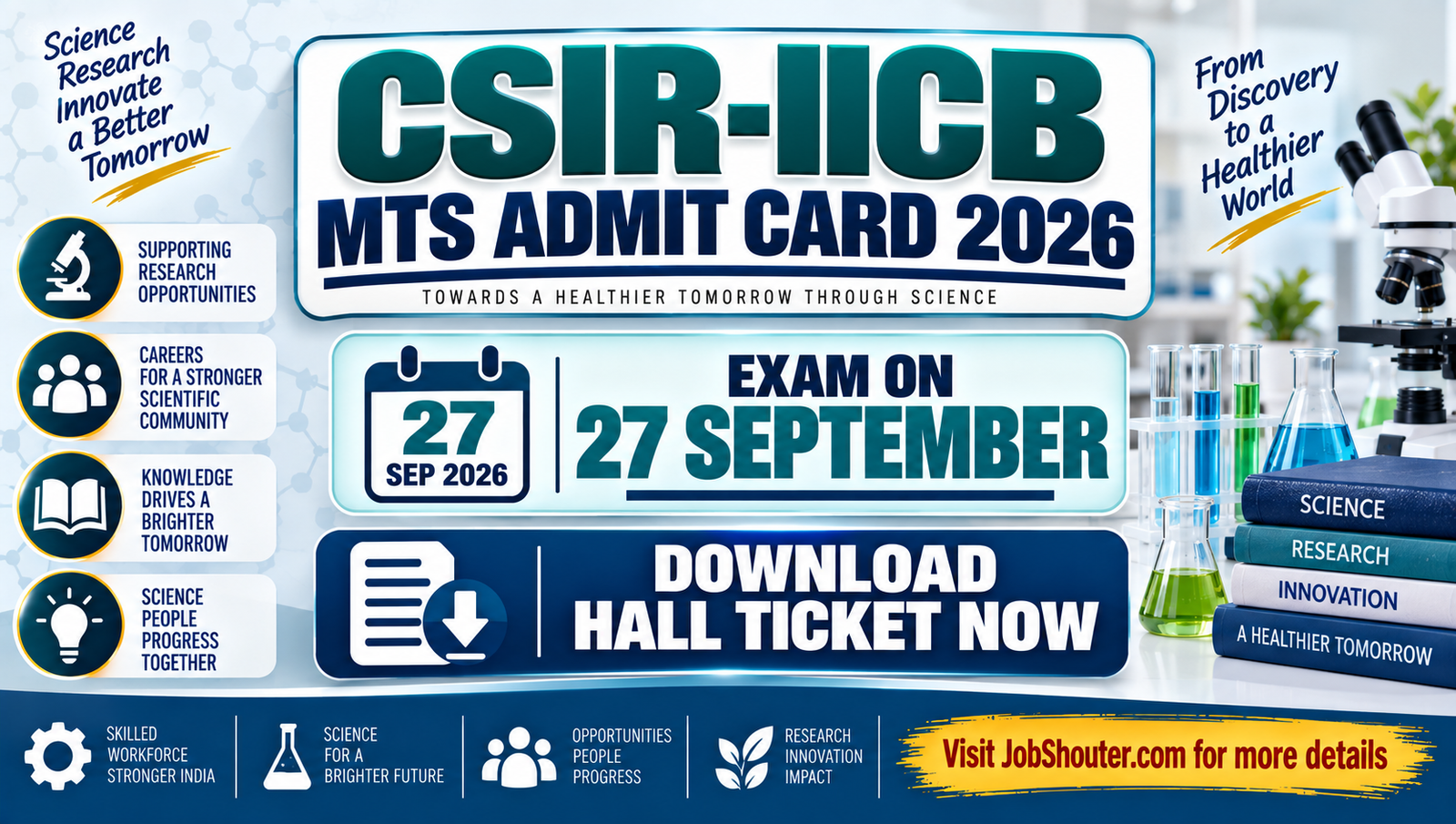 CSIR-IICB MTS Admit Card 2026 - Download Hall Ticket for Exam on 27 September