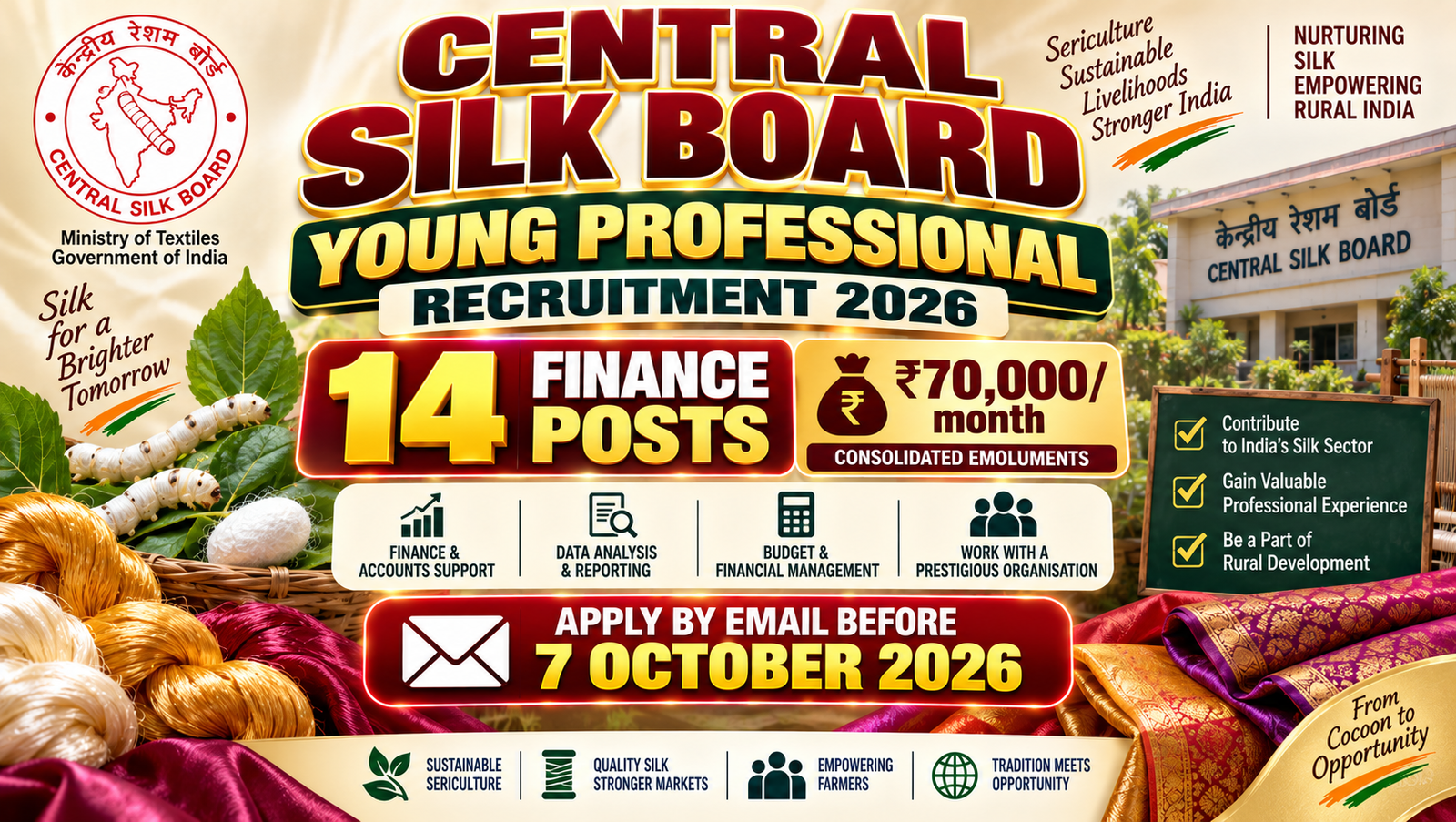 Central Silk Board Young Professional Recruitment 2026 - Apply for 14 Posts