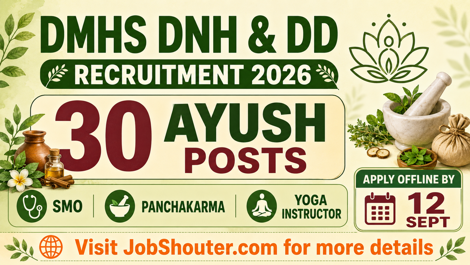 DMHS DNH&DD Recruitment 2026 - Apply for 30 AYUSH Posts