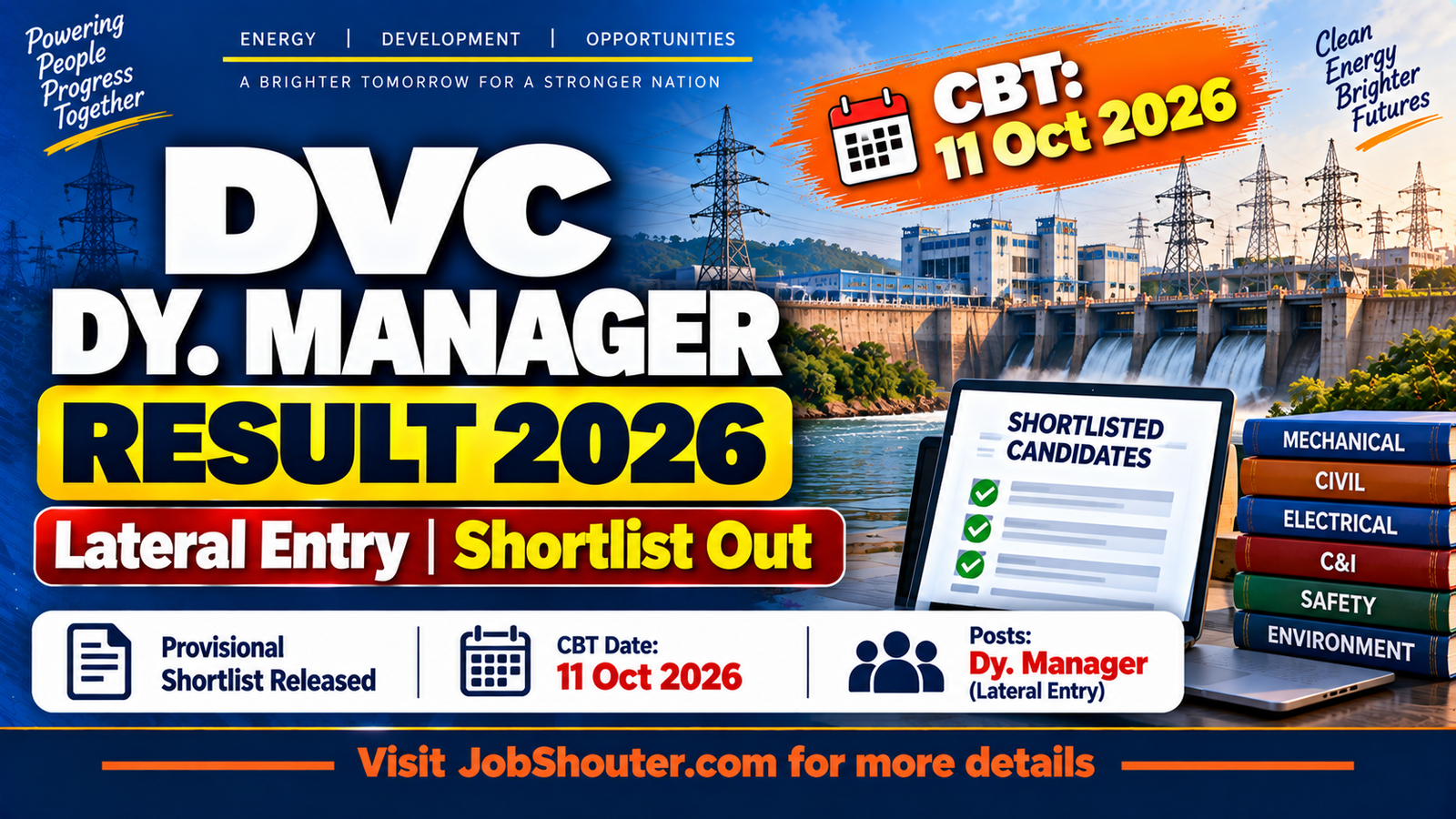 DVC Dy. Manager Result 2026 - Shortlist Out & CBT on 11 October