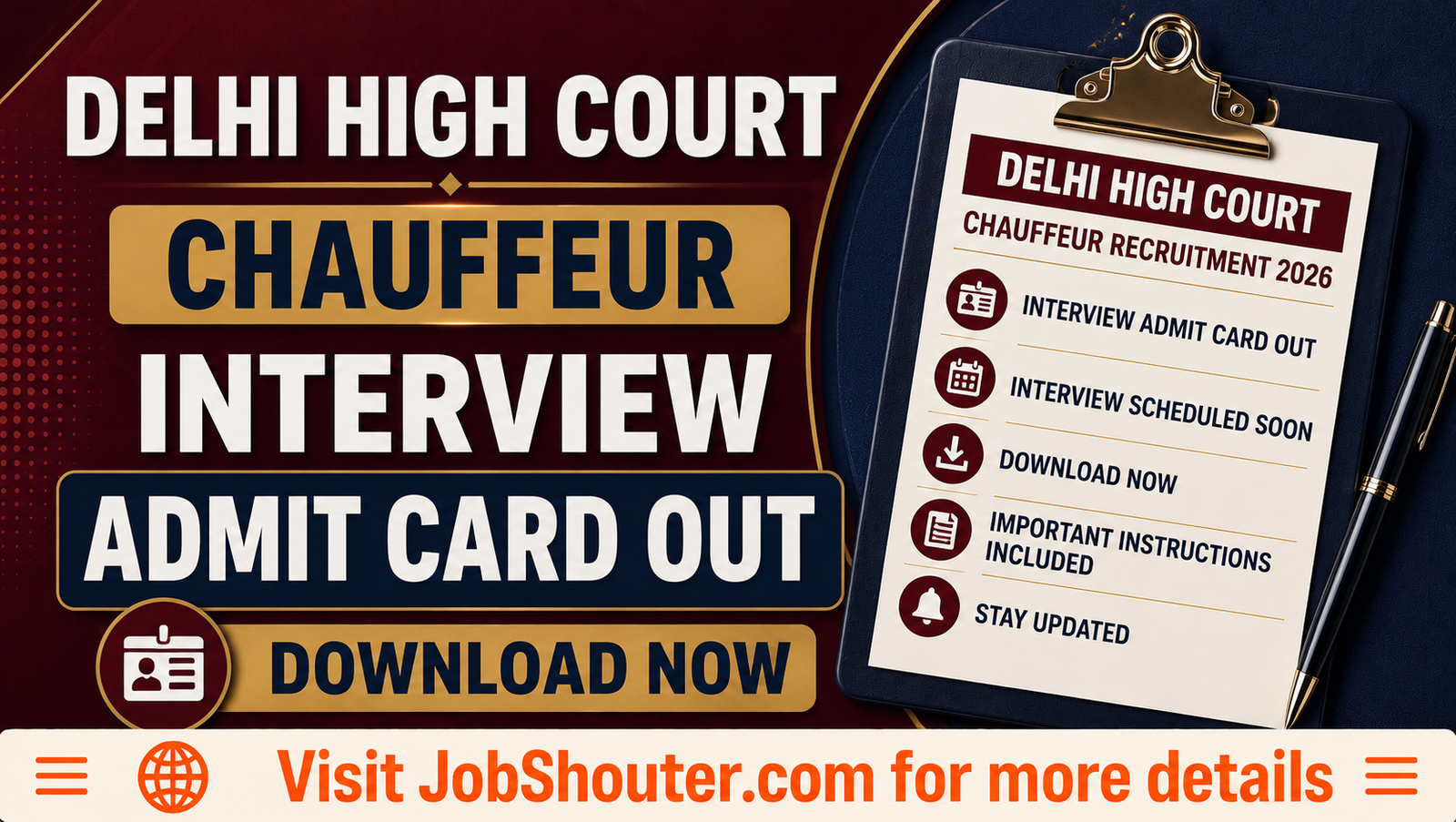 Delhi High Court Chauffeur Interview Admit Card 2026 Out