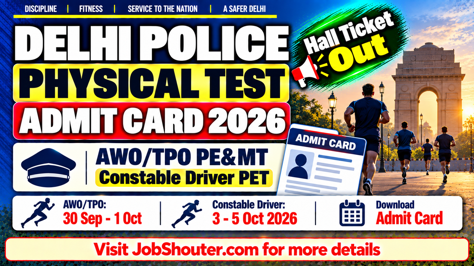 Delhi Police Physical Test Admit Card 2026 - AWO-TPO and Driver PET