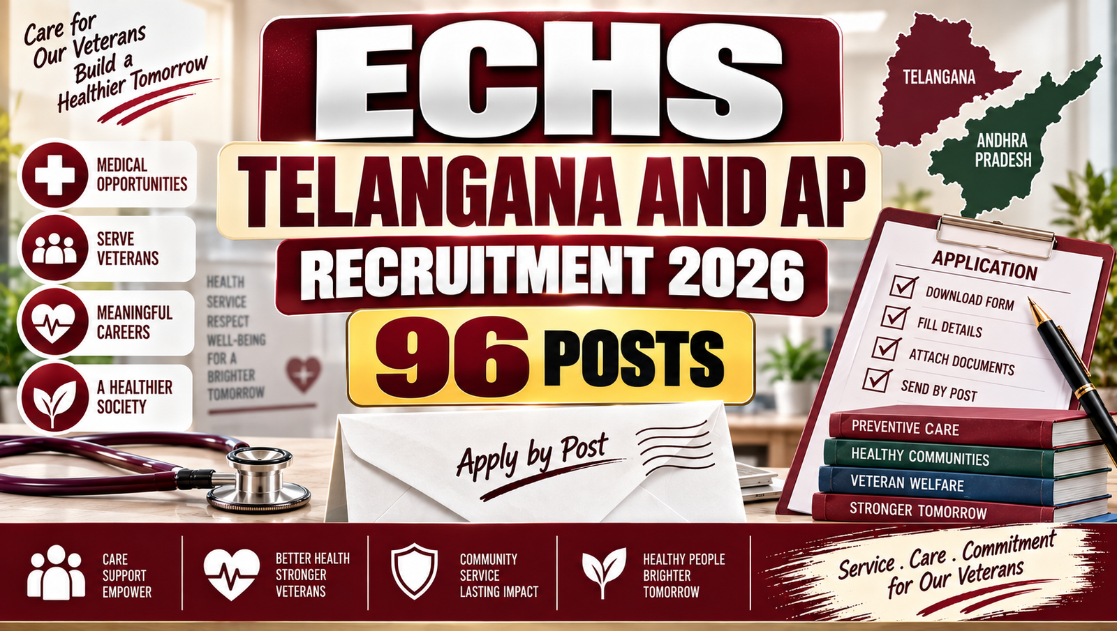 ECHS Telangana and Andhra Pradesh Recruitment 2026 - Apply for 96 Posts