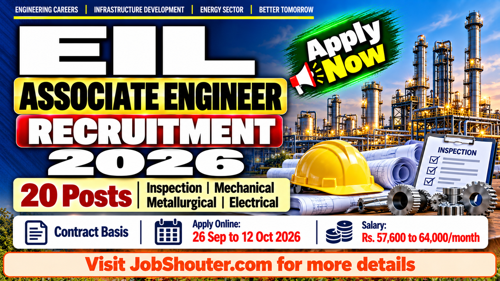 EIL Associate Engineer Recruitment 2026 - Apply for 20 Posts by 12 Oct