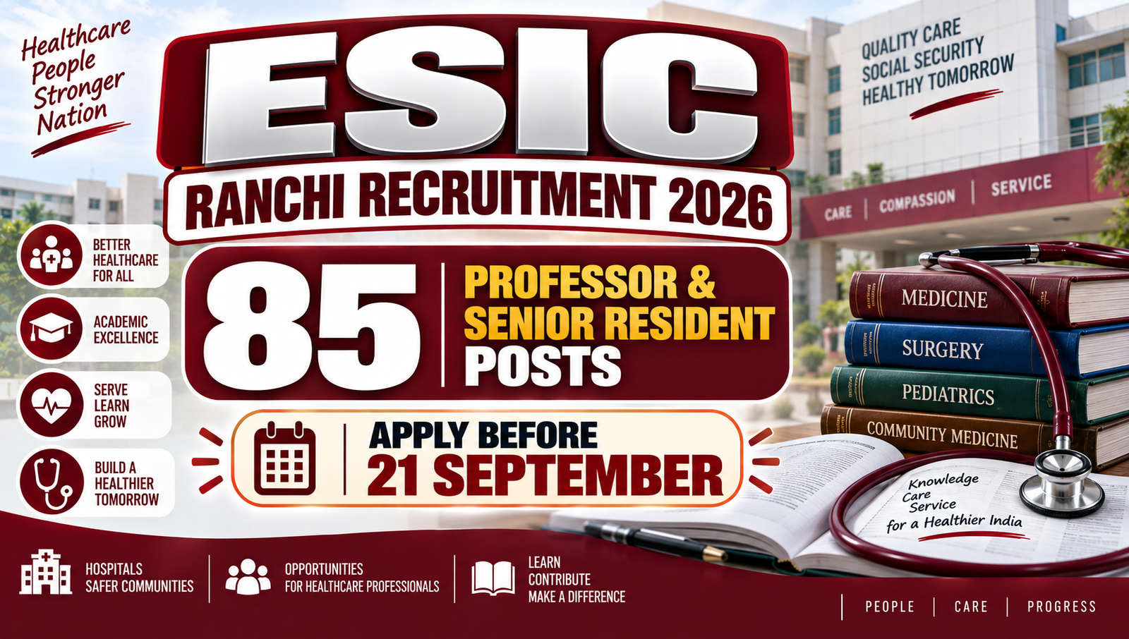 ESIC Ranchi Recruitment 2026 - Apply for 85 Faculty Posts