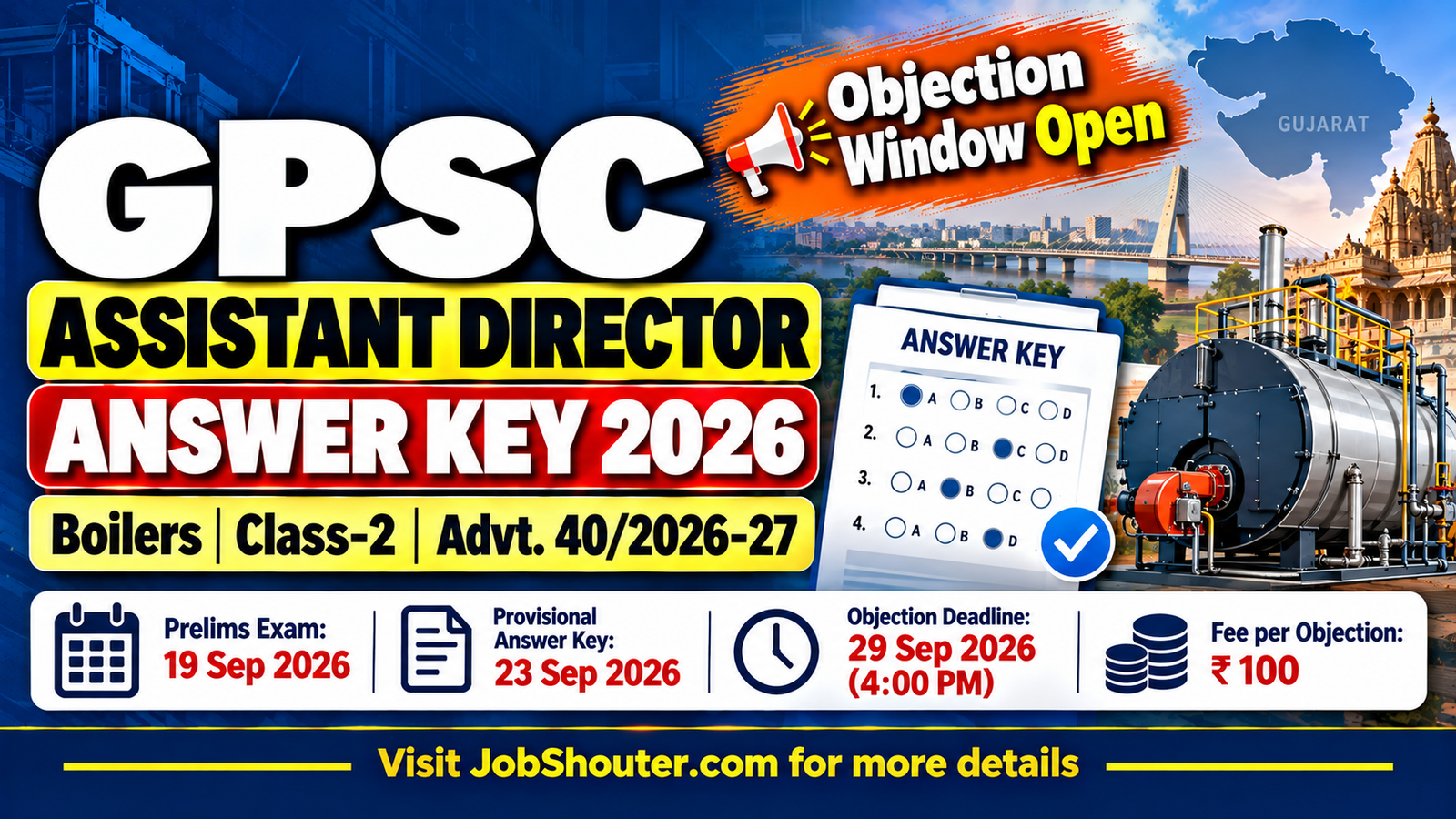 GPSC Assistant Director Answer Key 2026 - Raise Objections by 29 Sep