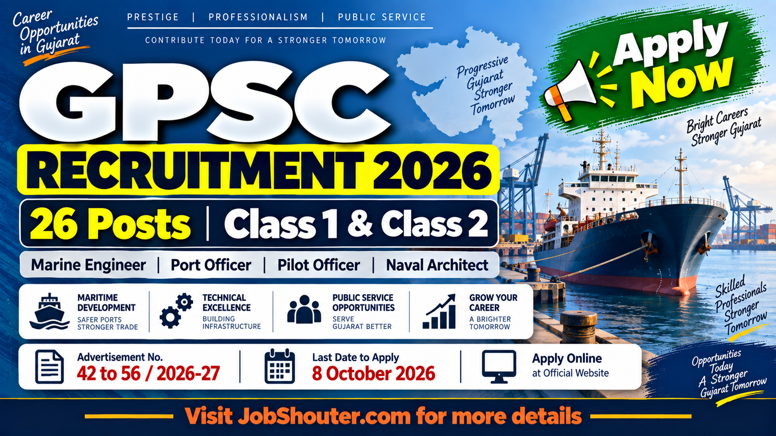 GPSC Class 1 & 2 Recruitment 2026 for 26 Posts - Apply by 8 Oct