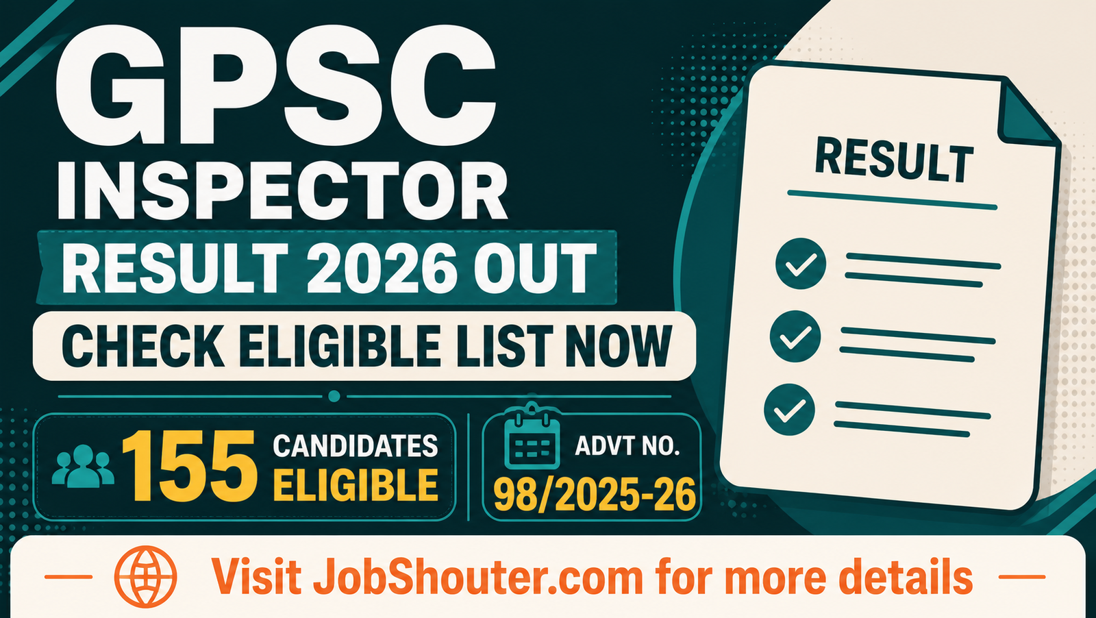 GPSC Inspector Result 2026 - Check Eligible Candidates List for Interview