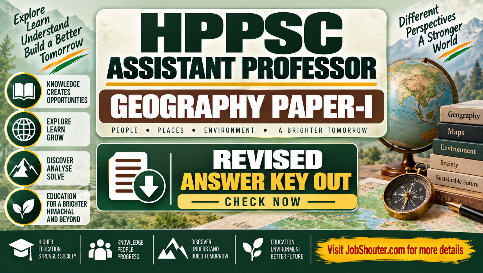 HPPSC Assistant Professor Provisional Answer Key 2026 - Revised Paper-I (Geography)
