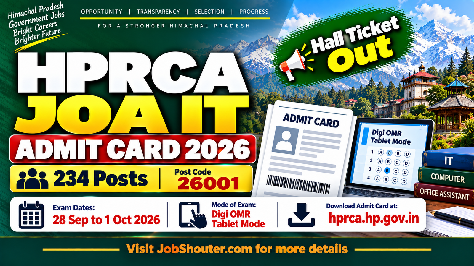 HPRCA JOA IT Admit Card 2026 Out - Exam 28 Sep to 1 Oct
