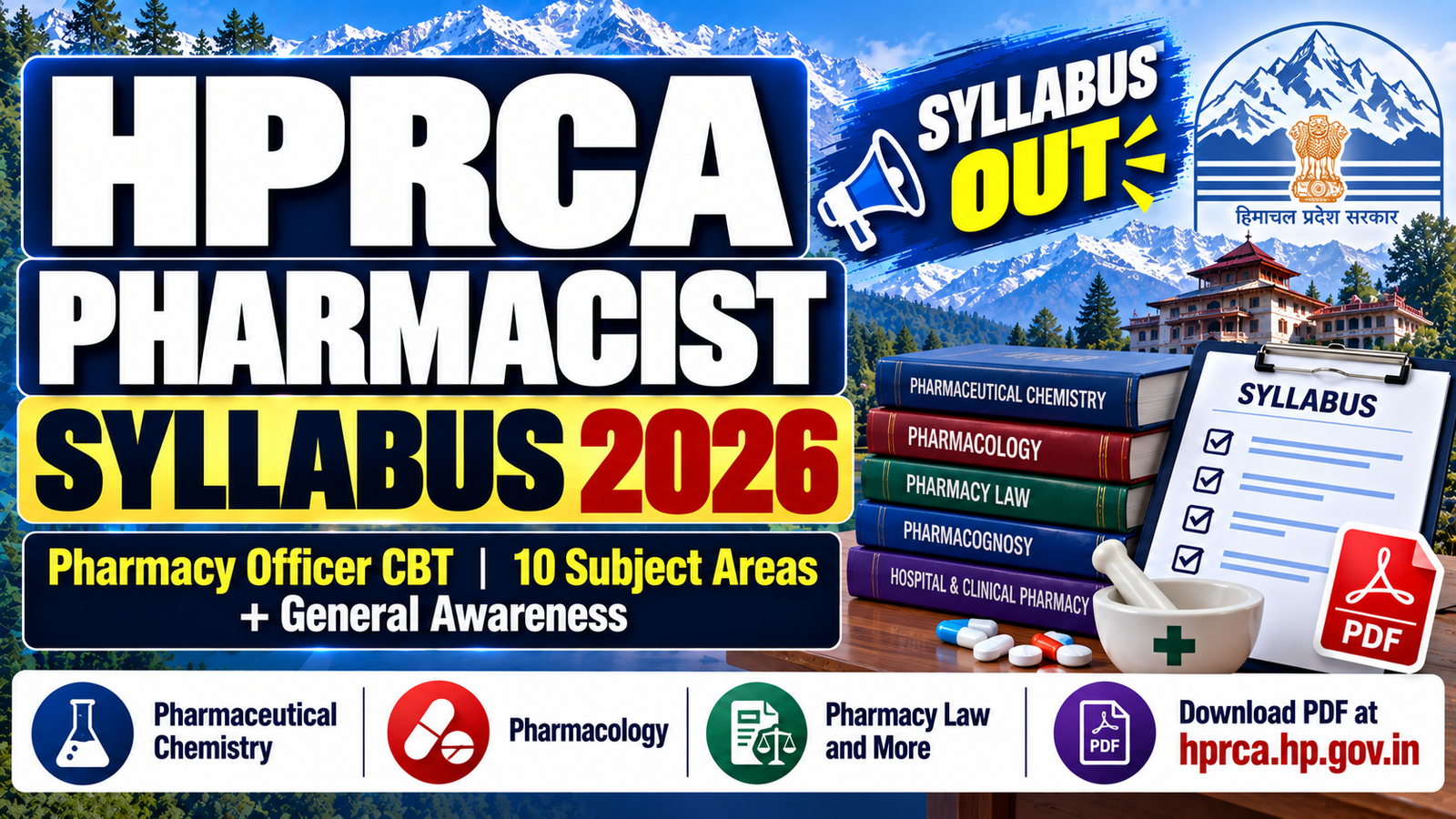 HPRCA Pharmacist Syllabus 2026 - Complete Subject-Wise CBT Syllabus PDF
