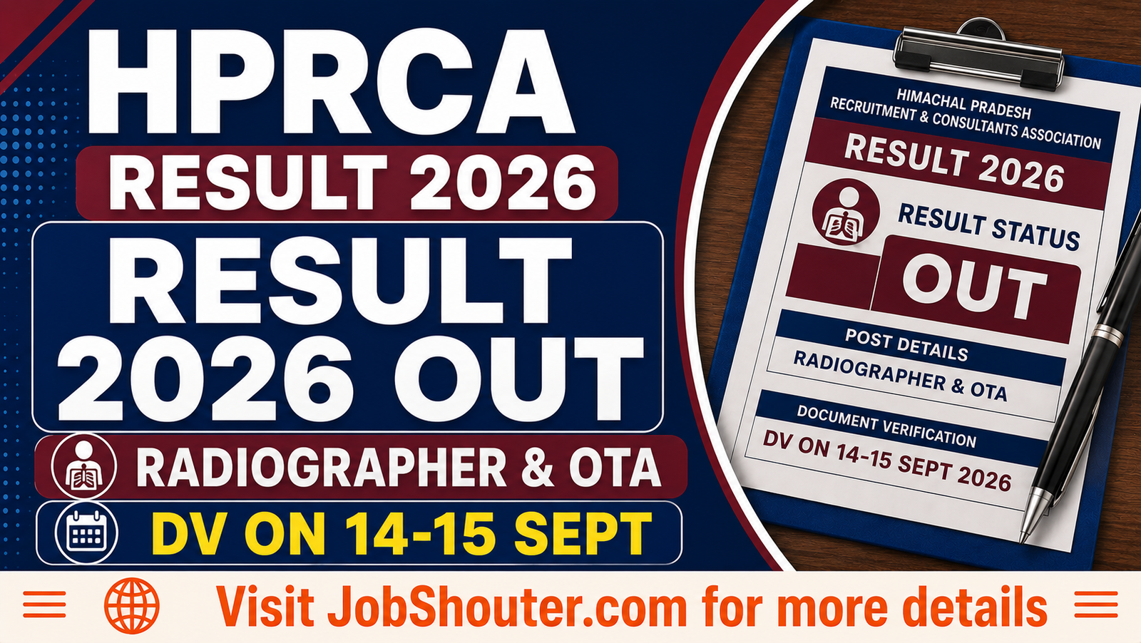 HPRCA Radiographer & OTA Result 2026 Out