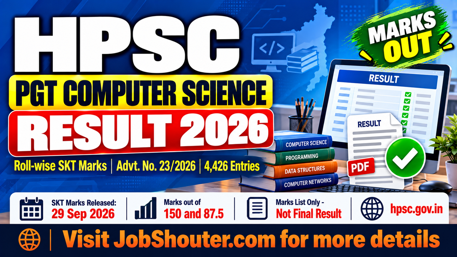 HPSC PGT Computer Science Result 2026 - Roll-wise SKT Marks PDF Out