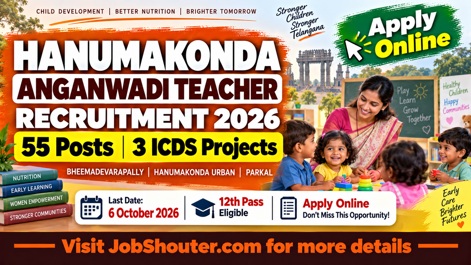 Hanumakonda Anganwadi Teacher Recruitment 2026 - 55 Posts