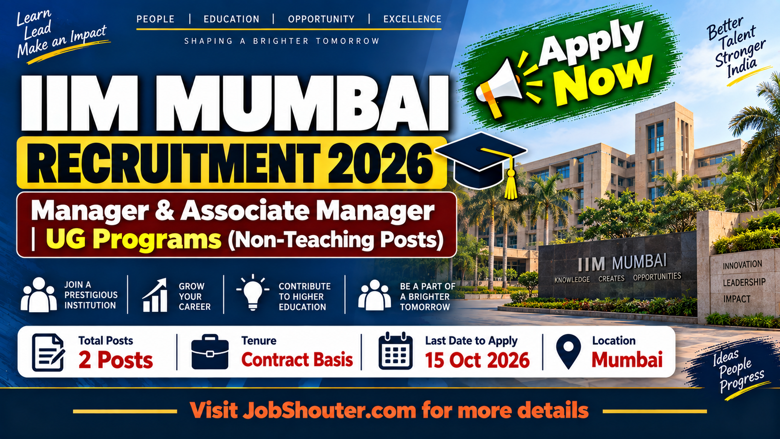 IIM Mumbai Recruitment 2026 - Manager & Assoc Manager Posts