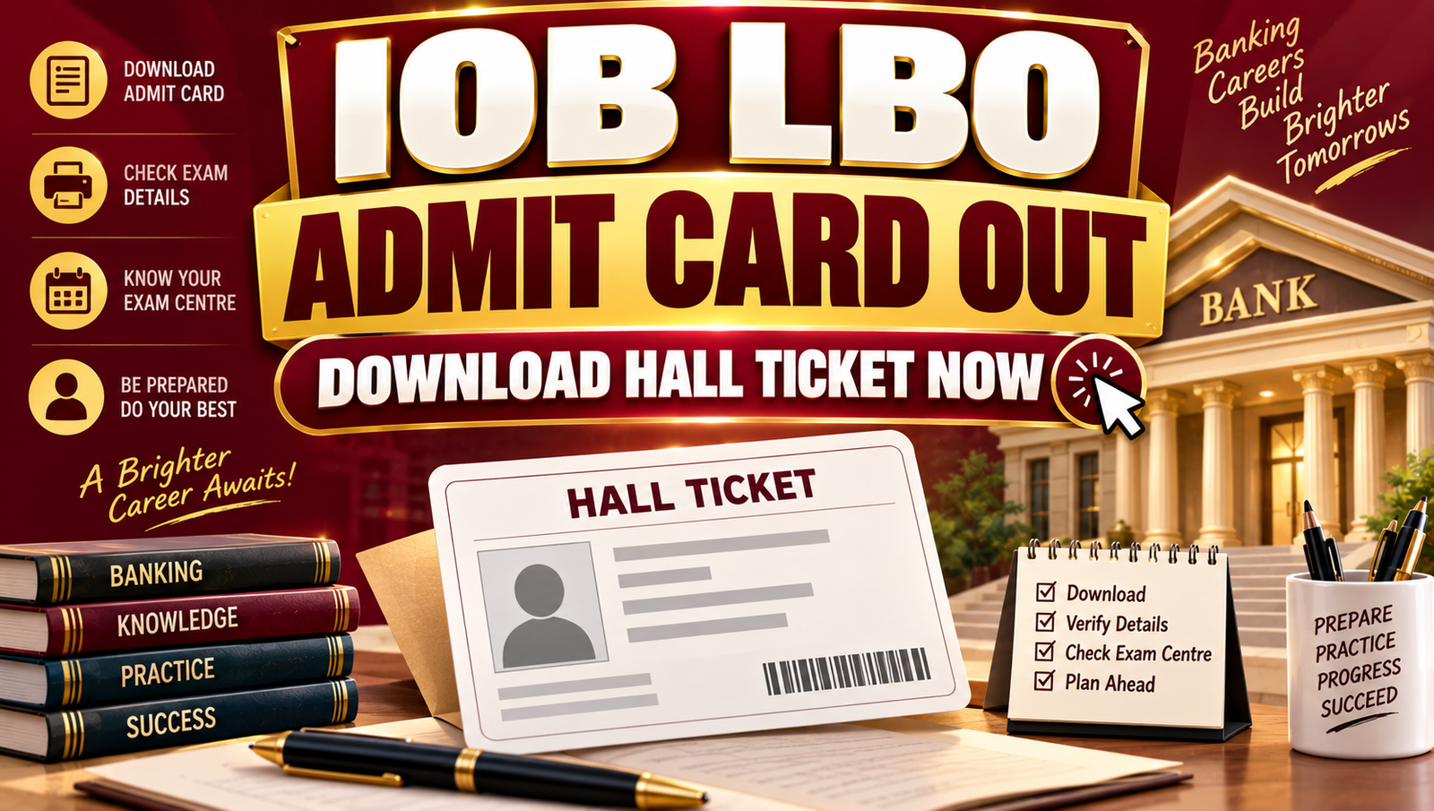 IOB LBO Admit Card 2026 Out - Download Hall Ticket