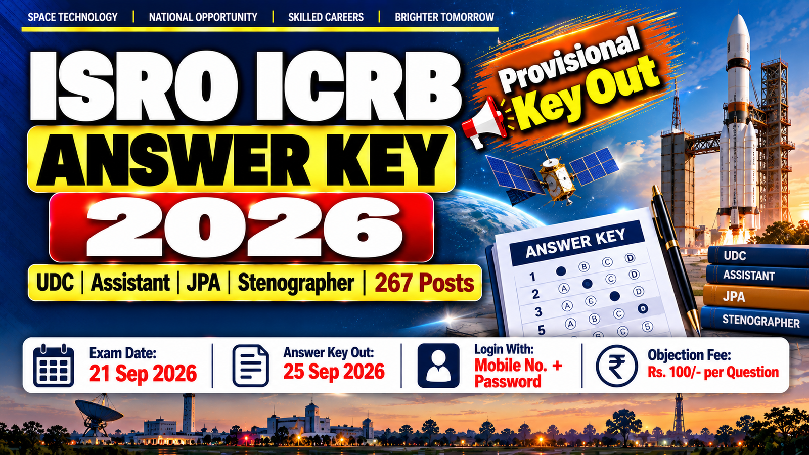 ISRO ICRB Answer Key 2026 Out - UDC - Assistant - JPA & Steno