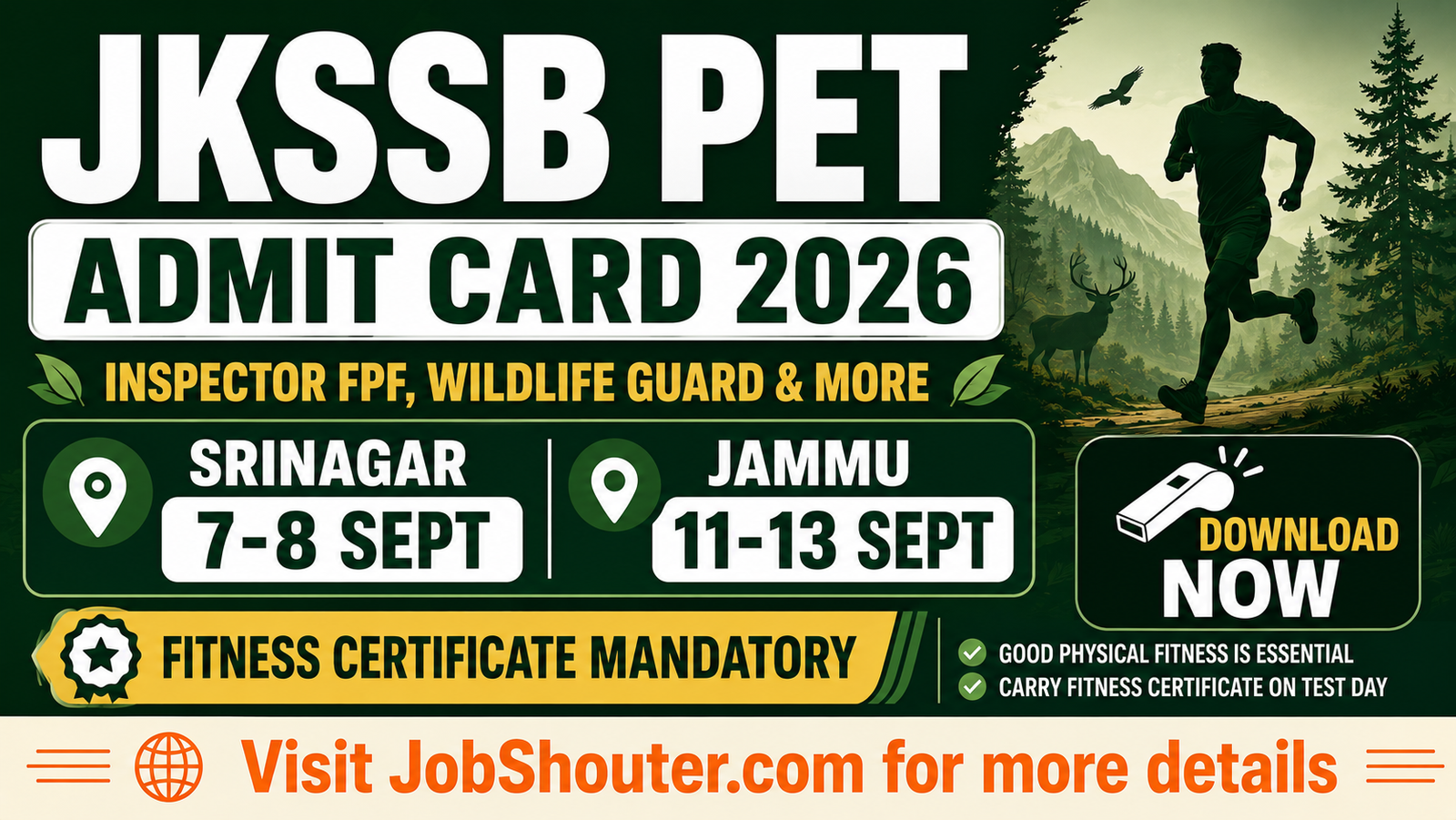 JKSSB PET Admit Card 2026 - Download for FPF