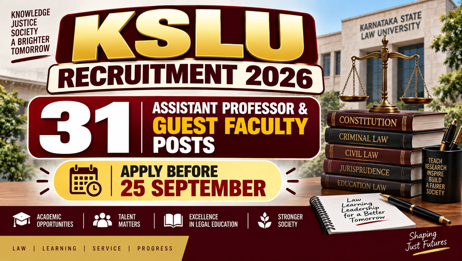 KSLU Recruitment 2026 - Apply for 31 Assistant Professor Posts