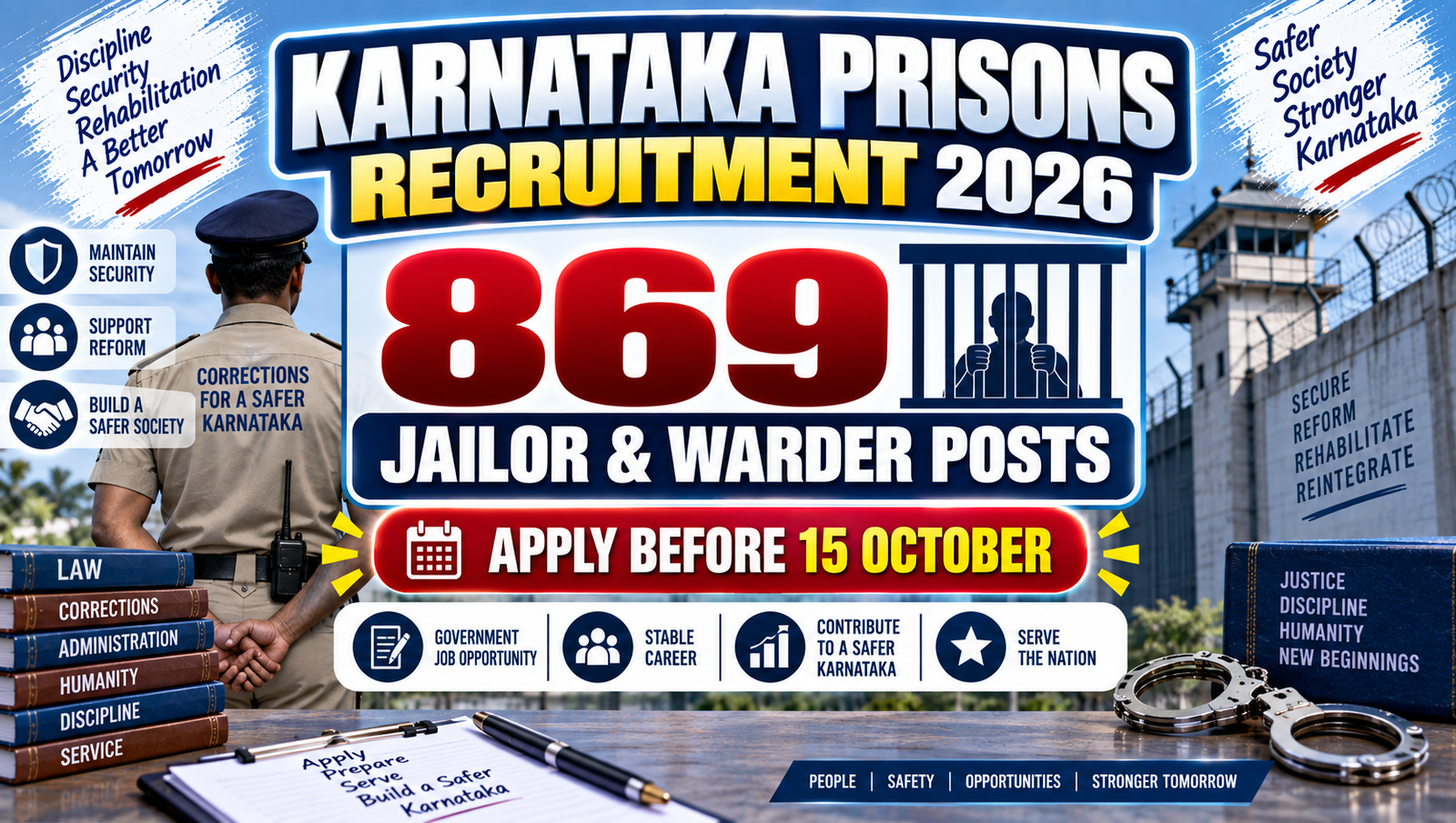 Karnataka Prisons Recruitment 2026 - Apply for 869 Jailor & Warder Posts
