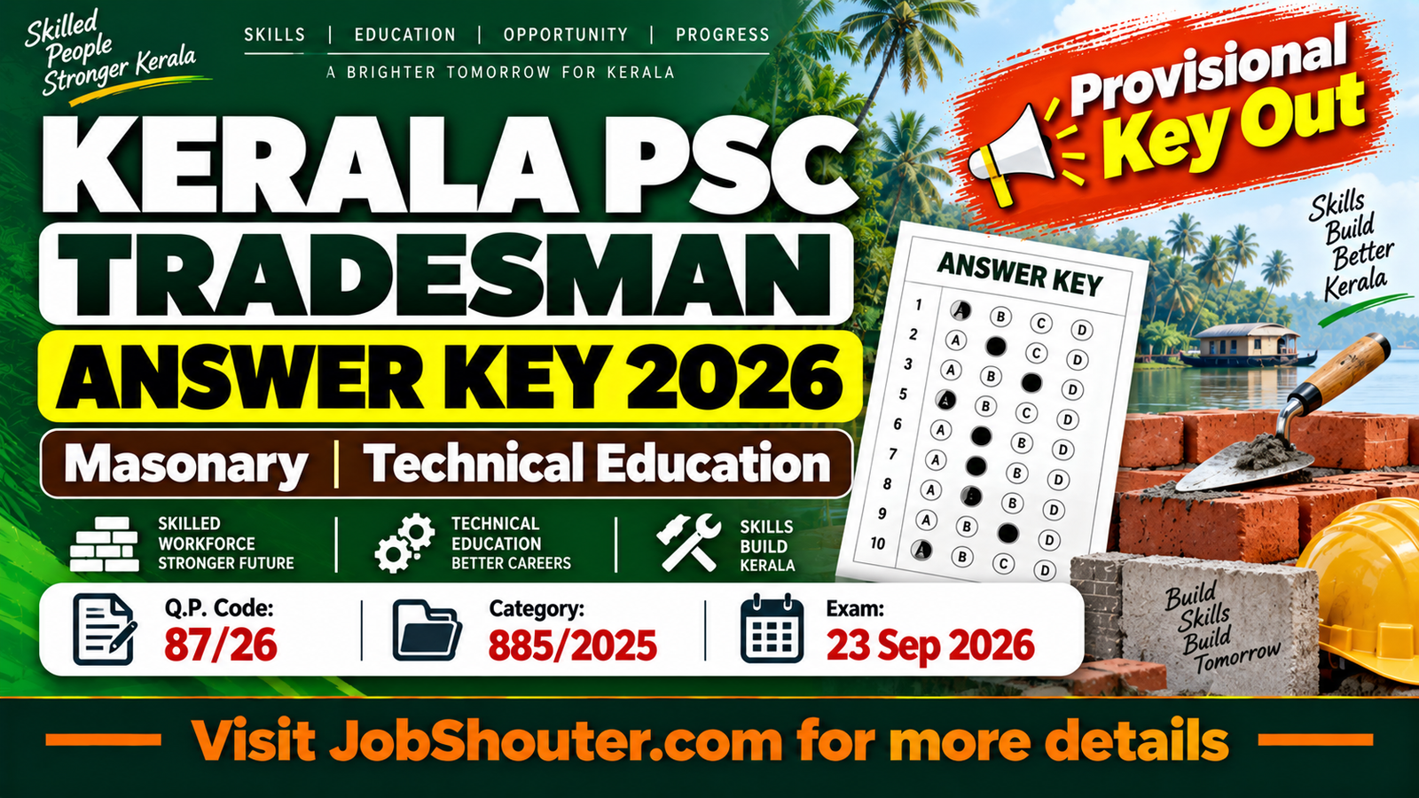 Kerala PSC Tradesman Provisional Answer Key 2026 - Sets A-D