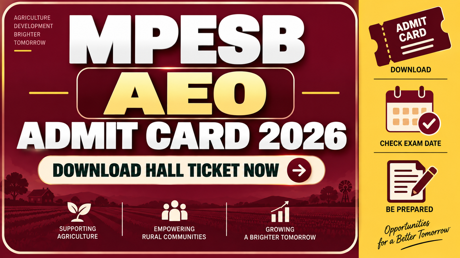 MPESB AEO Admit Card 2026 - Download Group 2 SG 1 Hall Ticket