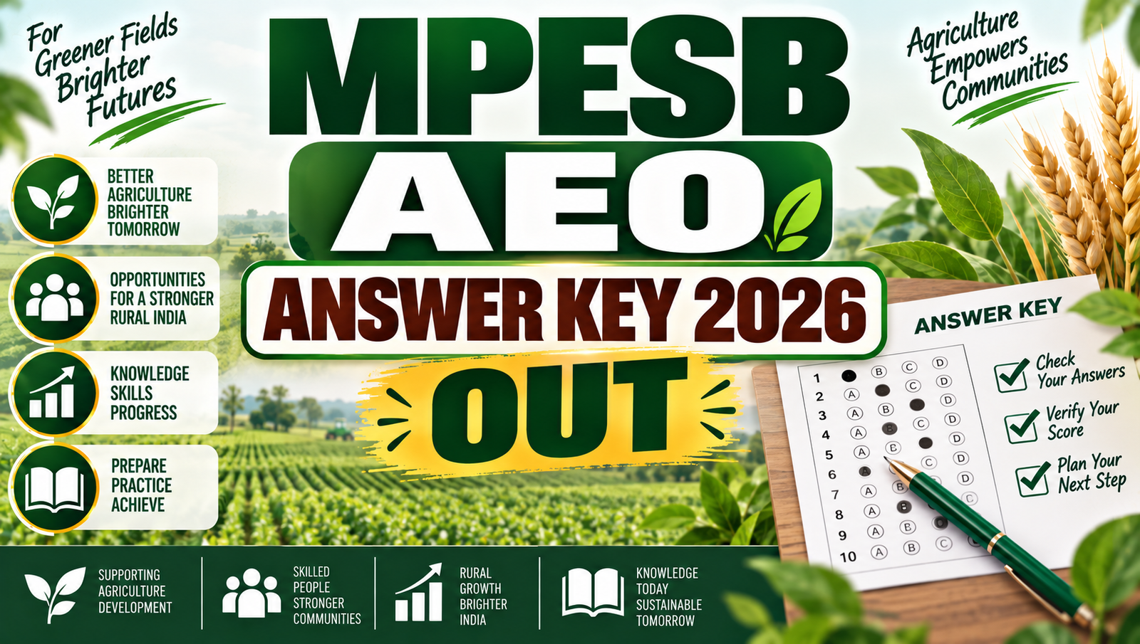 MPESB Group 2 Sub Group 1 AEO Answer Key 2026 Out - Raise Objection Till 24 Sep
