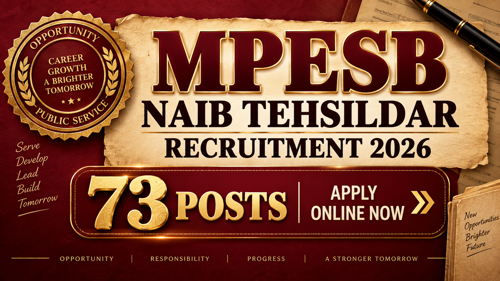 MPESB Naib Tehsildar Recruitment 2026 - Apply for 73 Posts