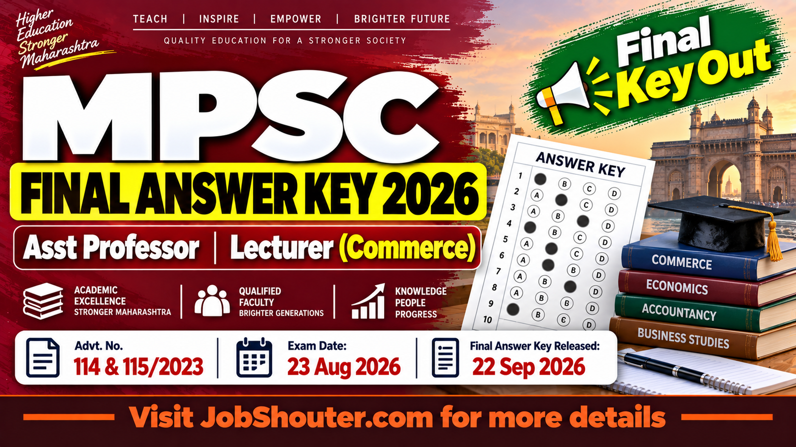 MPSC Final Answer Key 2026 - Asst Professor & Lecturer Commerce