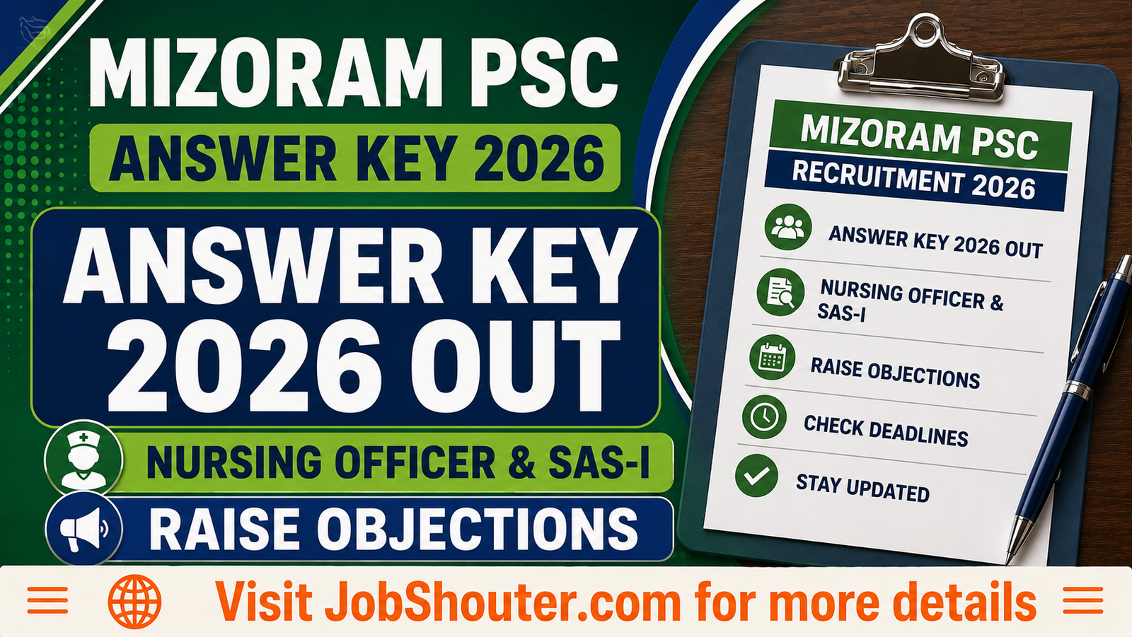 Mizoram PSC Nursing Officer, SAS-I Answer Key 2026 Out