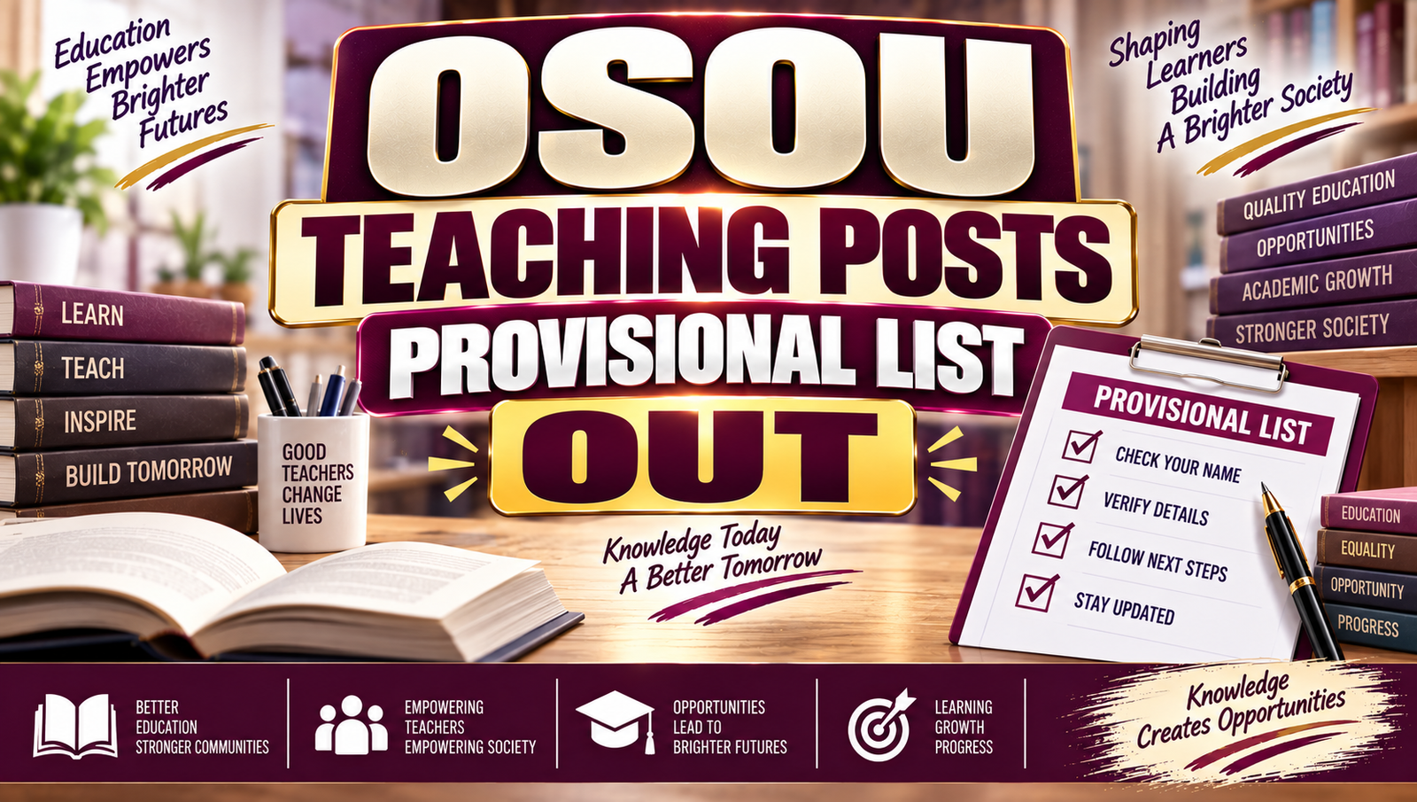 OSOU Teaching Posts Result 2026 Out - Eligible List and Grievance