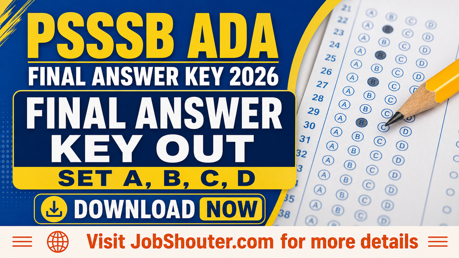 PSSSB ADA Final Answer Key 2026 Out - Download