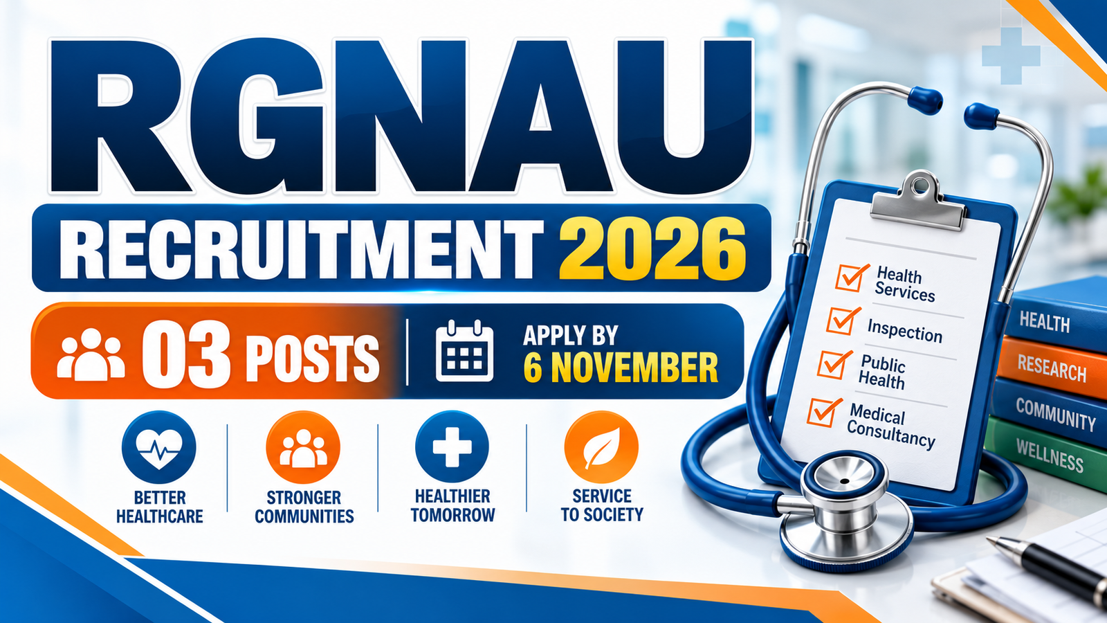 RGNAU Recruitment 2026 - Medical Consultant & Health Inspector